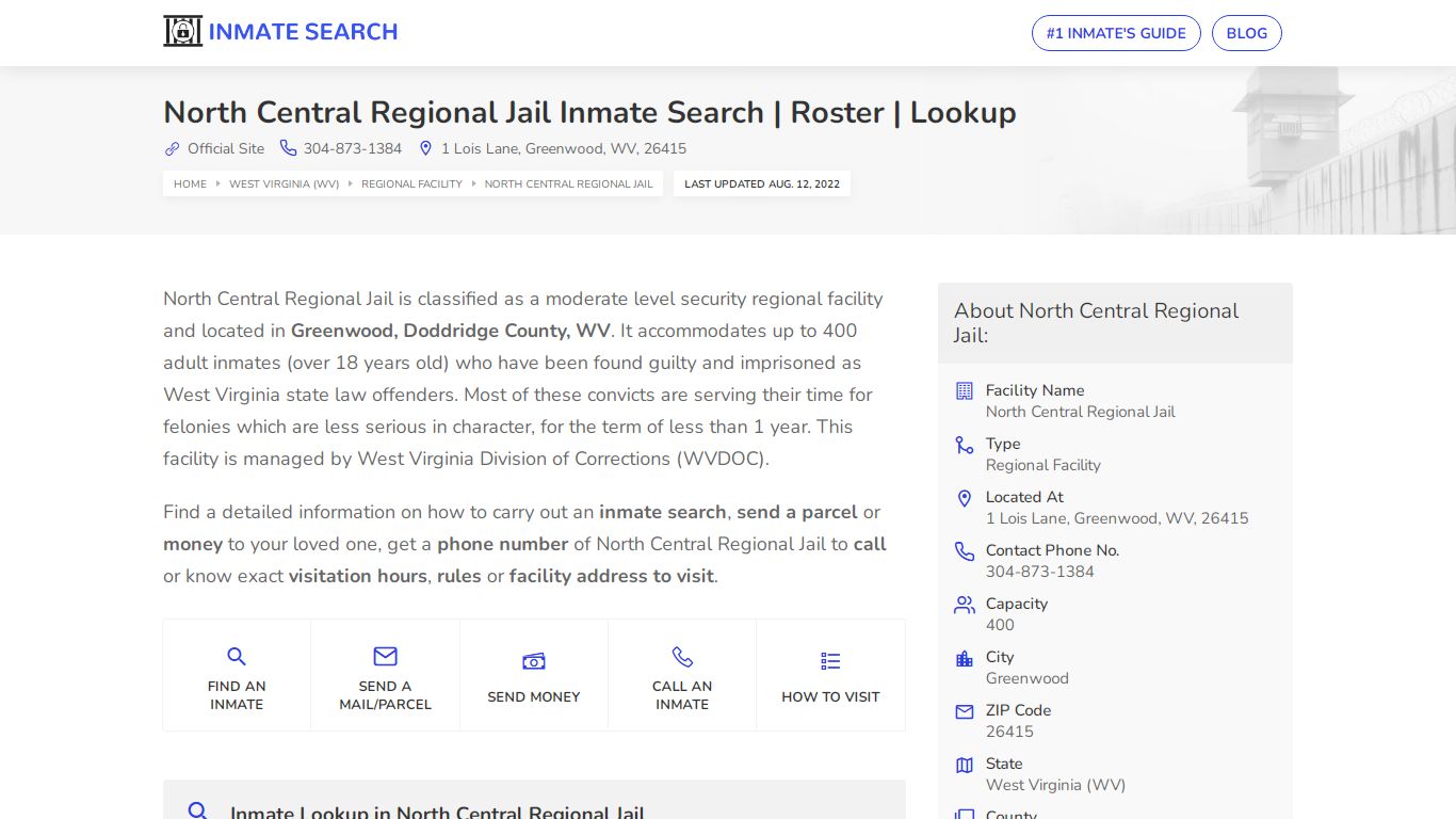North Central Regional Jail Inmate Search | Roster | Lookup